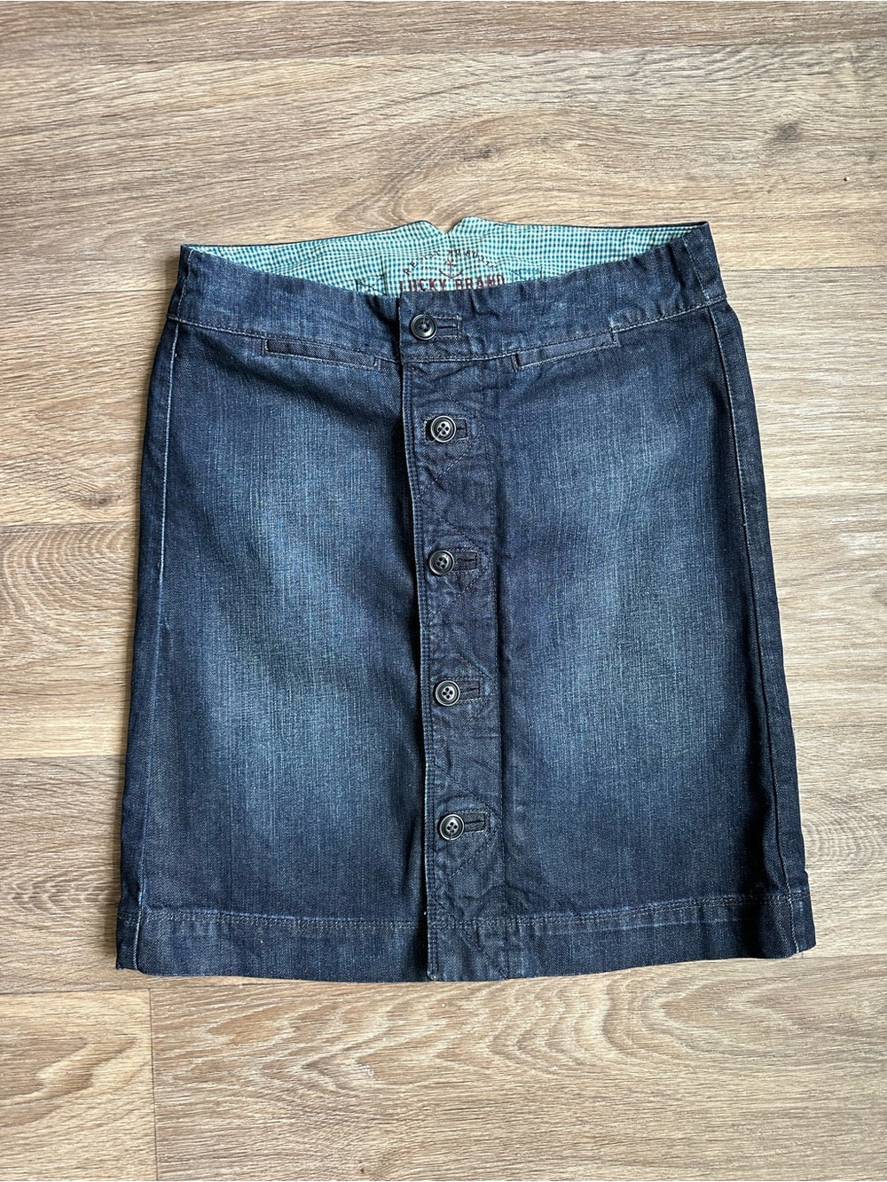 Luky Brand Sailor‎ Sallie Denim Mini Skirt Size 2/26 Button Front Dark Wash